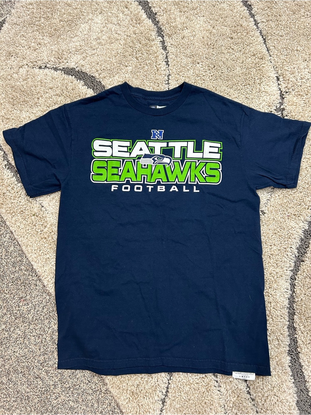 Seattle Seahawks Navy Football T-Shirt Size Mens M